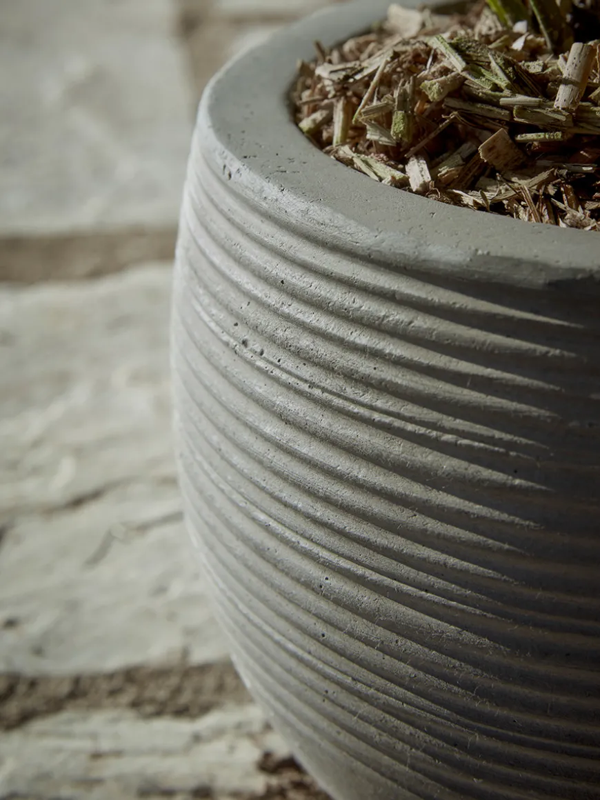 Three Ribbed Concrete Planters