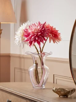 Three Sumptuous Faux Dahlia Stems - Bright Mix