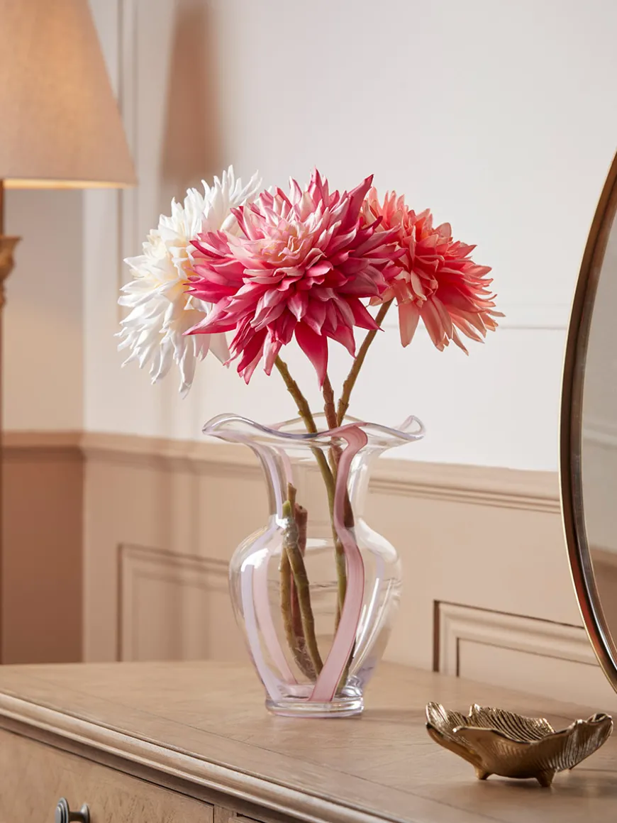 Three Sumptuous Faux Dahlia Stems - Bright Mix