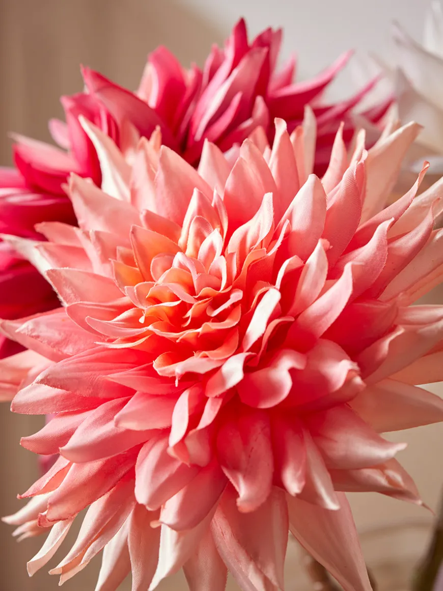 Three Sumptuous Faux Dahlia Stems - Bright Mix