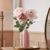 Three Sumptuous Faux Rose Stems - Blush Mix