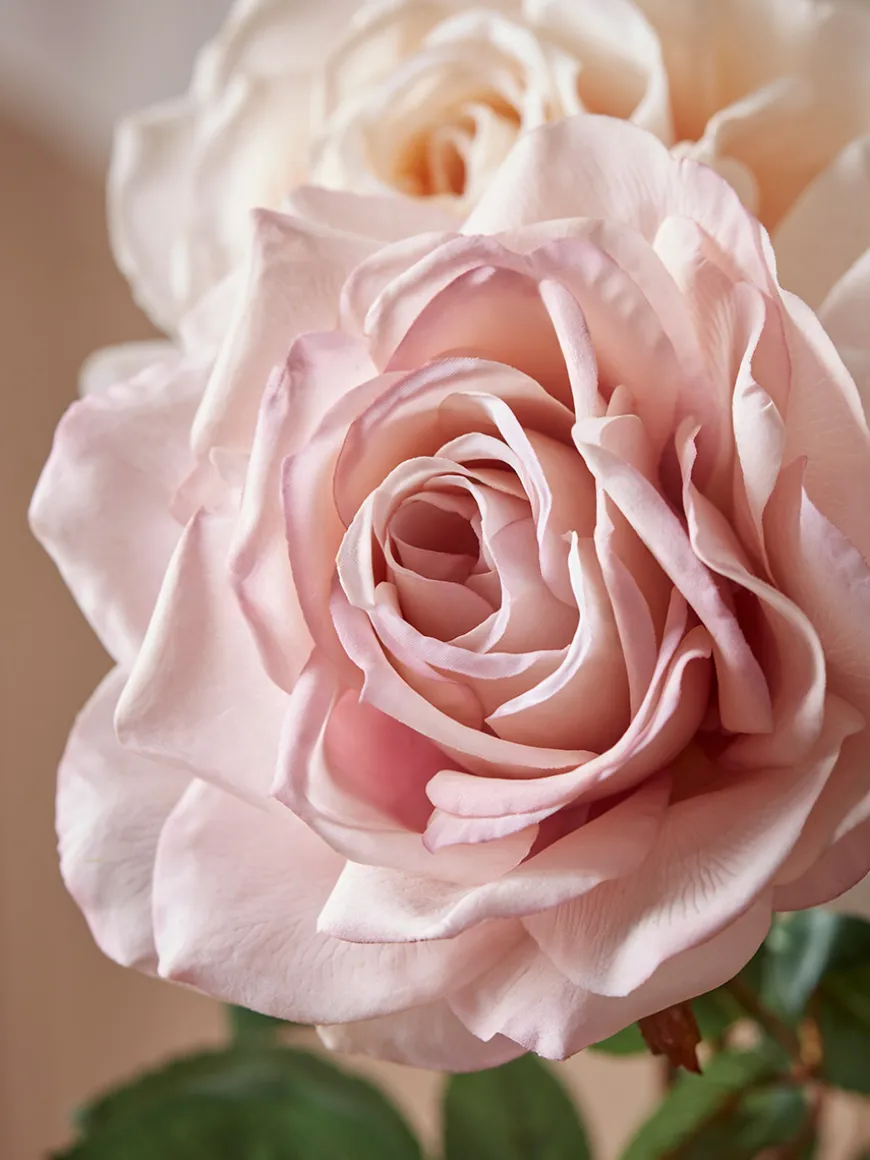 Three Sumptuous Faux Rose Stems - Blush Mix