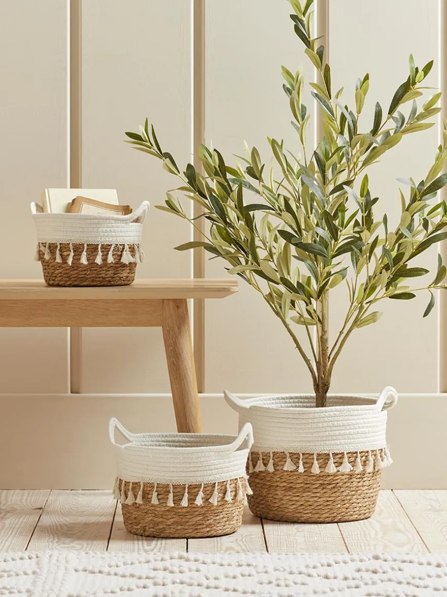 Three Tasselled Storage Baskets