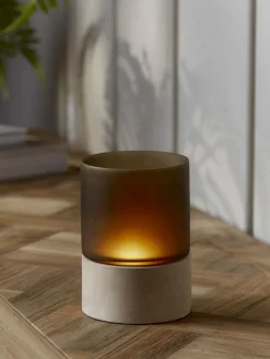 Travertine & Glass Tealight Holder