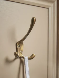 Triple Coat Hook - Antique Brass