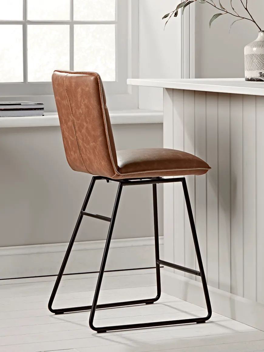 Two Alden Twist Counter Stools - Tan