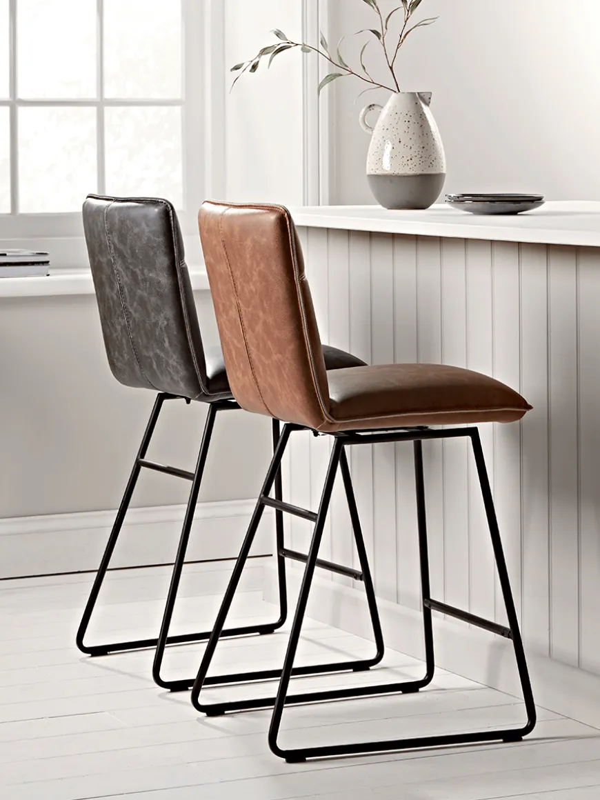 Two Alden Twist Counter Stools - Tan