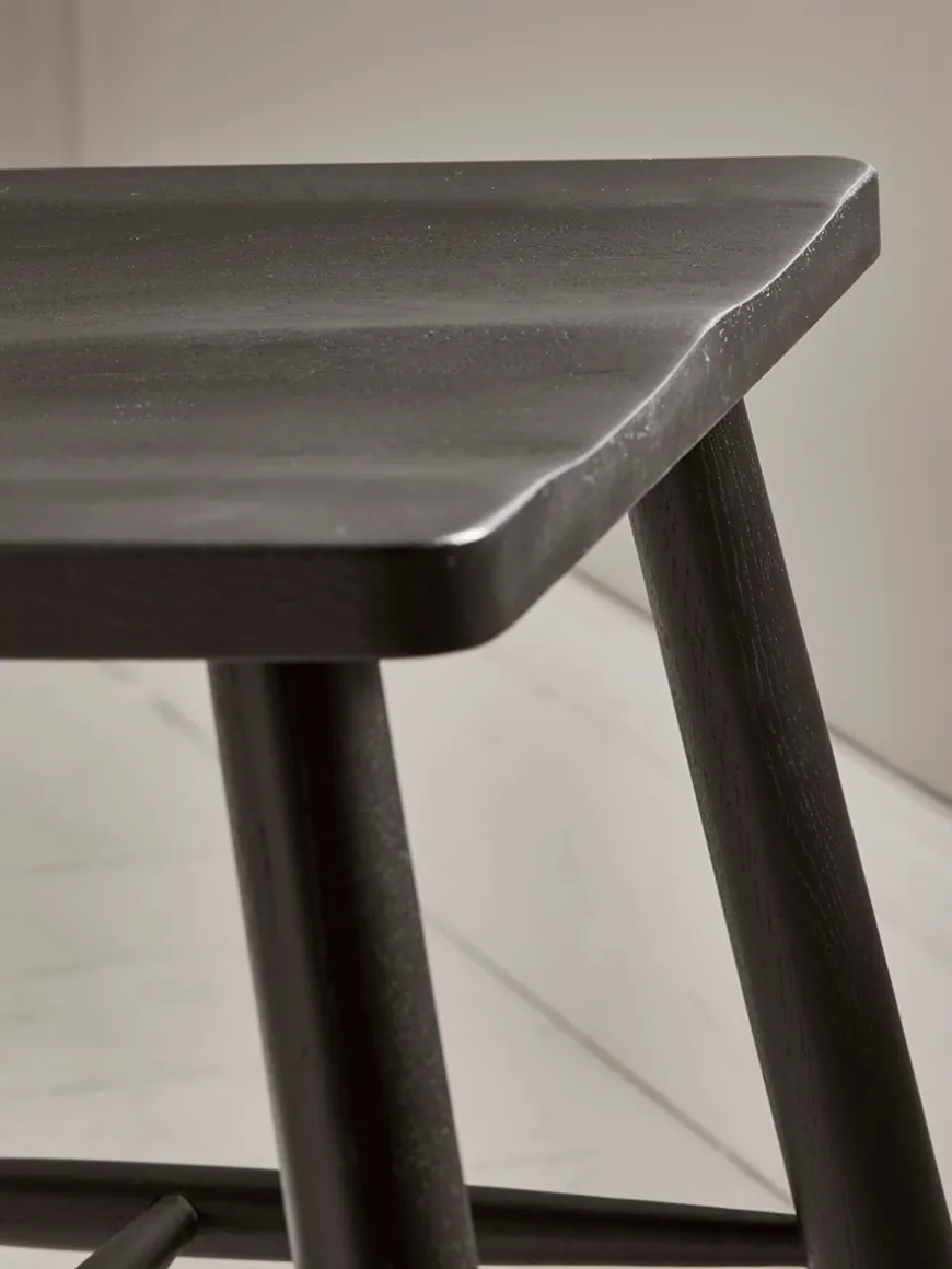 Two Bergen Oak Dining Chairs - Black