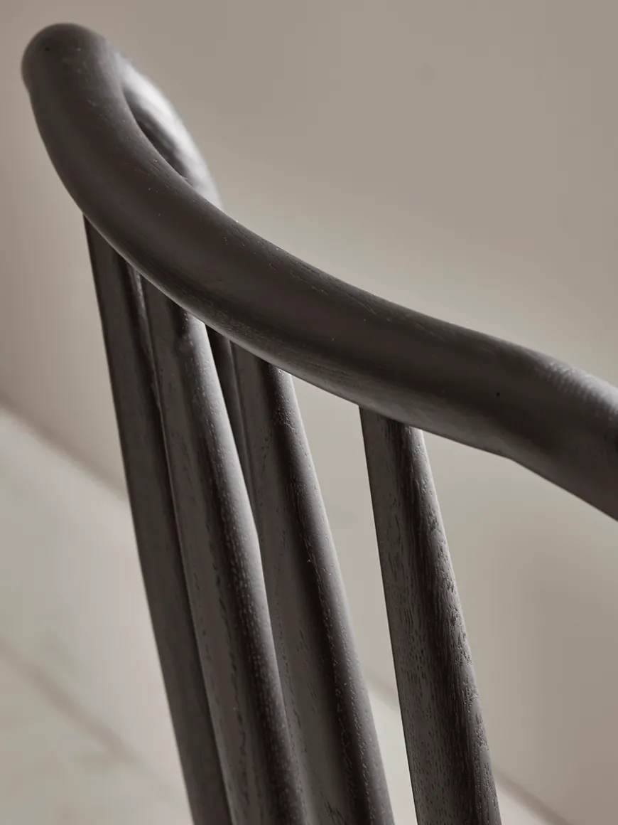 Two Bergen Oak Dining Chairs - Black