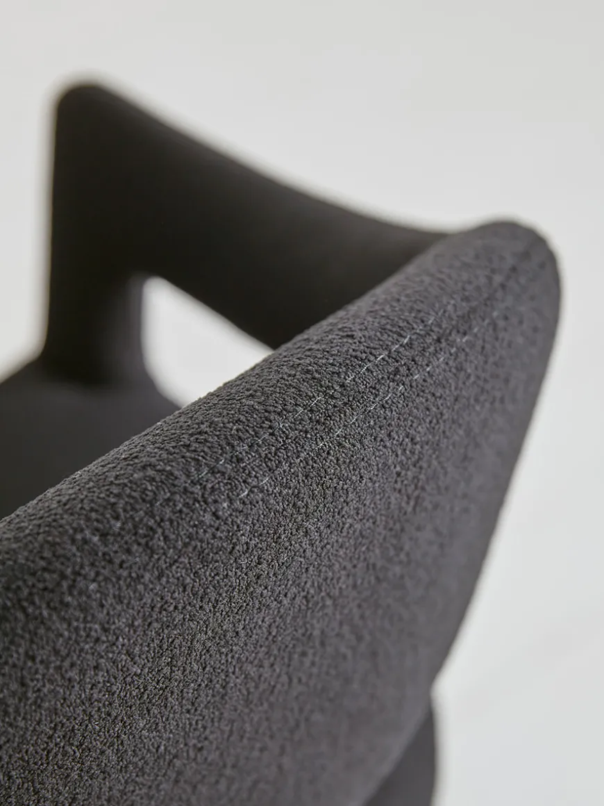 Two Bouclé Counter Stools - Black