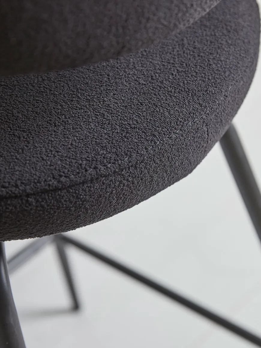 Two Bouclé Counter Stools - Black