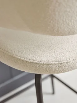 Two Bouclé Counter Stools - White