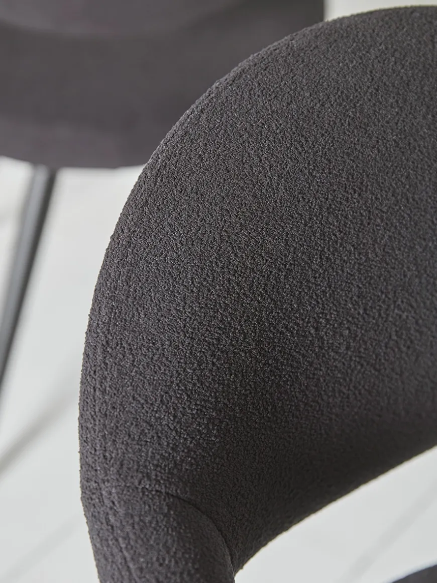 Two Bouclé Dining Chairs - Black