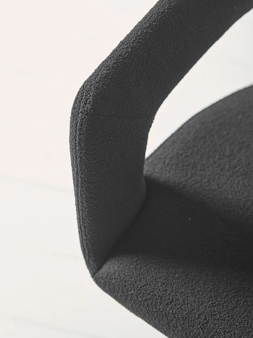 Two Bouclé Dining Chairs - Black