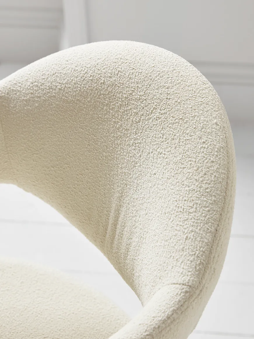 Two Bouclé Dining Chairs - White