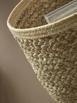 Two Braided Seagrass Hanging Storage Baskets