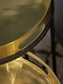 Two Brass Topped Nesting Tables