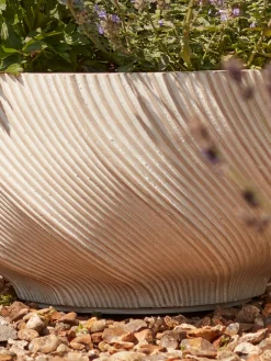 Two Cream Spiral Planters - Small