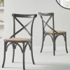 Two Cross Back Dining Chairs - Black