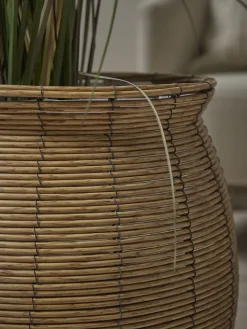 Two Curved Faux Rattan Planters