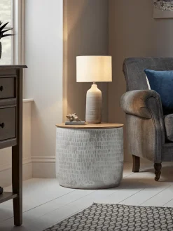Two Enamelled Storage Tables - Taupe
