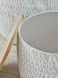 Two Enamelled Storage Tables - Taupe