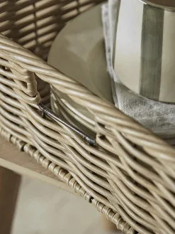 Two Faux Rattan Storage Trays