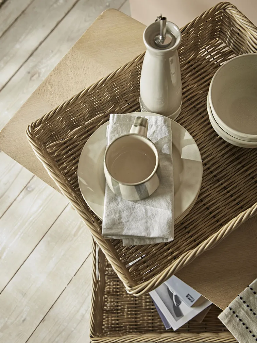 Two Faux Rattan Storage Trays