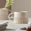Two Fluted Striped Mugs - Cinnamon