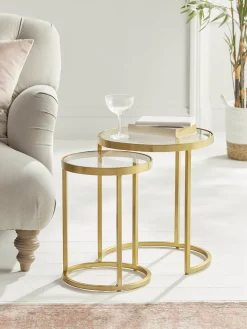 Two Glass Topped Nesting Tables