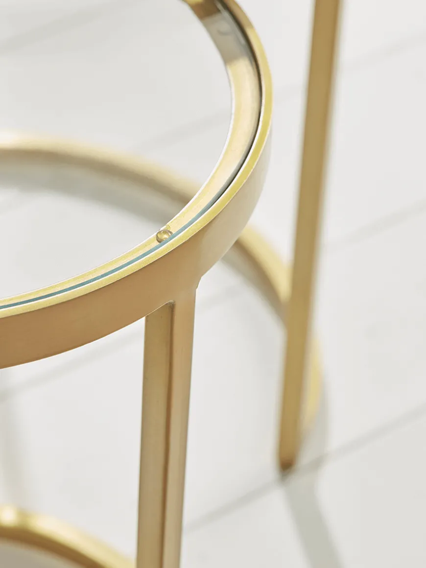 Two Glass Topped Nesting Tables