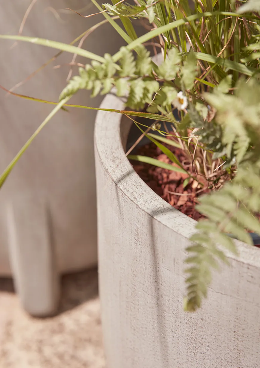 Two Handmade Footed Planters - Grey