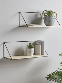 Two Industrial Wood & Metal Shelves - Large