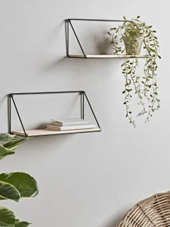 Two Industrial Wood & Metal Shelves - Small