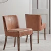Two Leather & Wood Dining Chairs