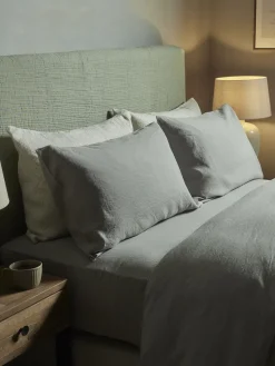 Two Luxury Linen Pillowcases - Dove Grey