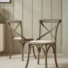 Two Oak Cross Back Dining Chairs