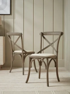 Two Oak Cross Back Dining Chairs