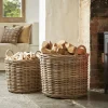 Two Rattan Log Baskets - Round