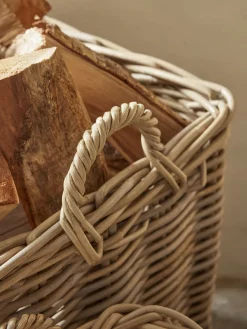 Two Rattan Log Baskets - Square