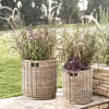 Two Round Rattan Planters