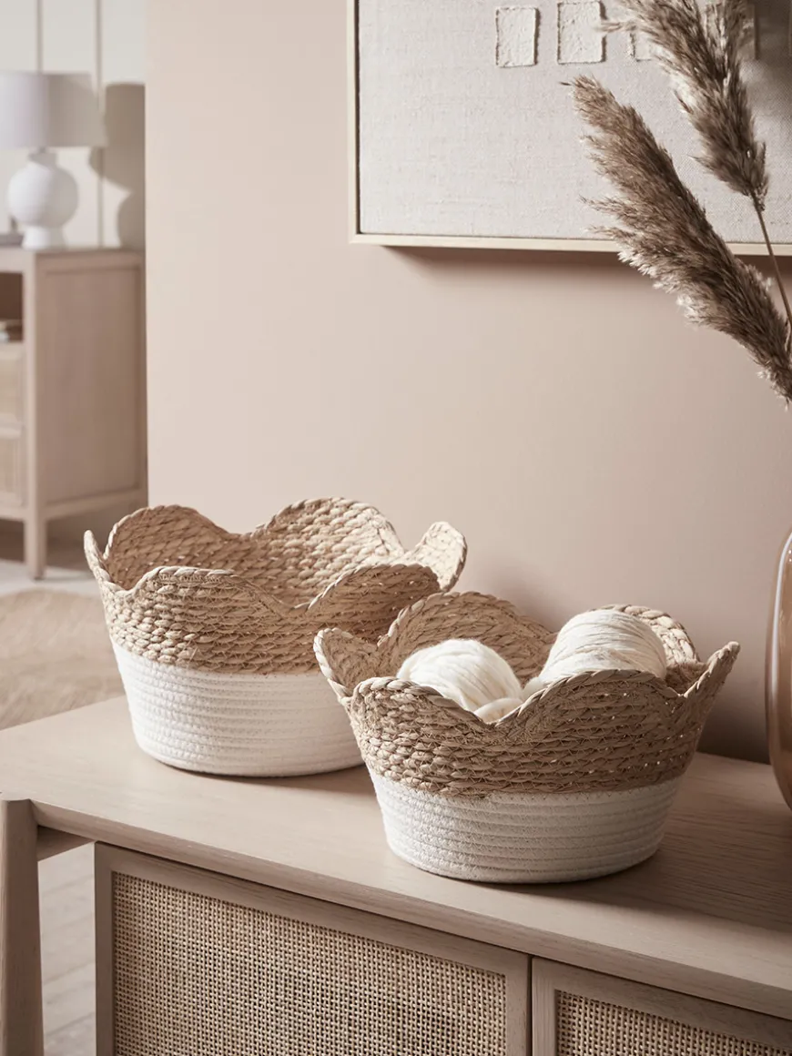 Two Scalloped Edge Storage Baskets
