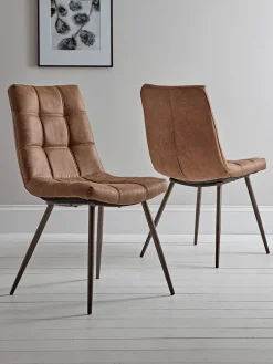 Two Soho Dining Chairs - Tan