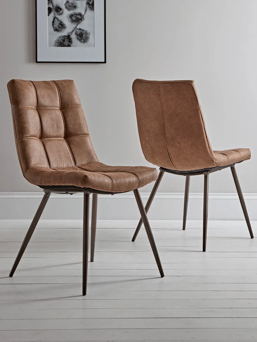 Two Soho Dining Chairs - Tan