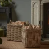 Two Square Wicker Log Baskets