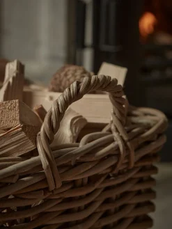 Two Square Wicker Log Baskets