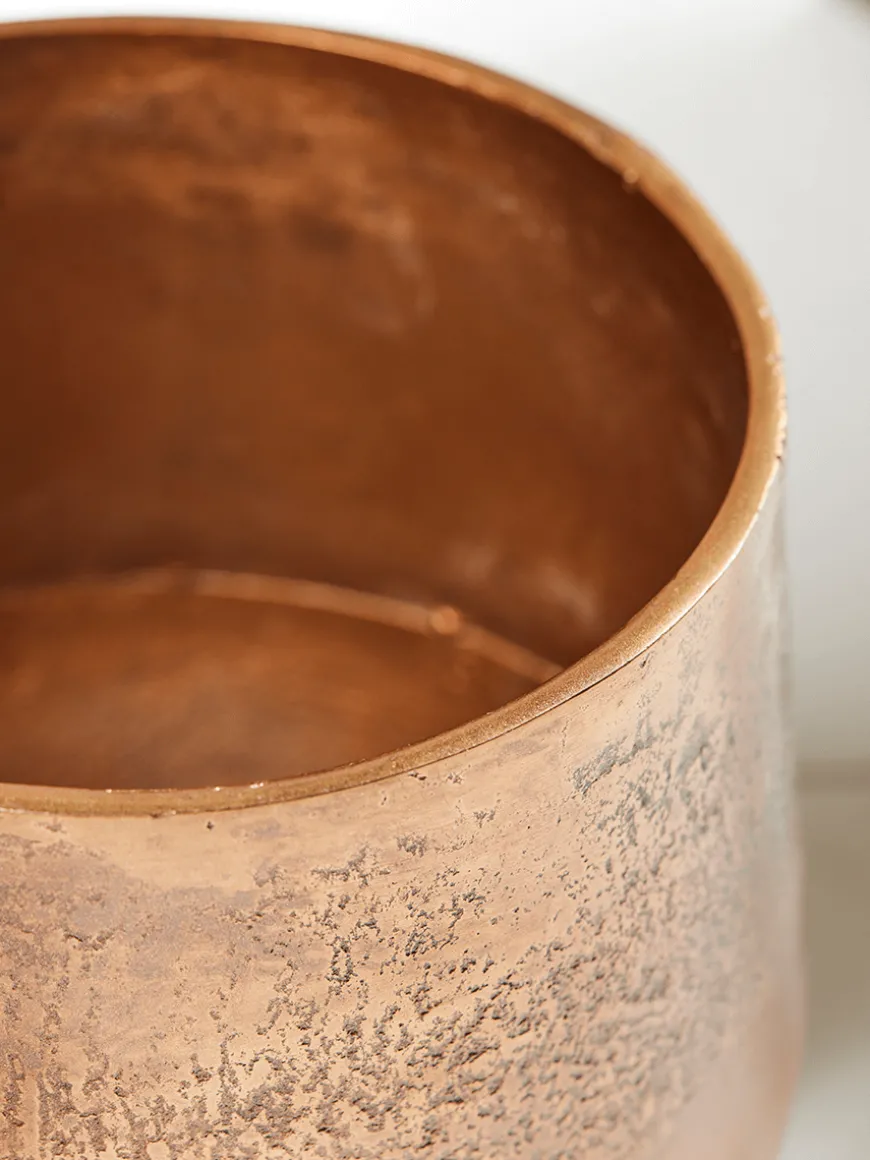 Two Textured Standing Planters - Antique Bronze