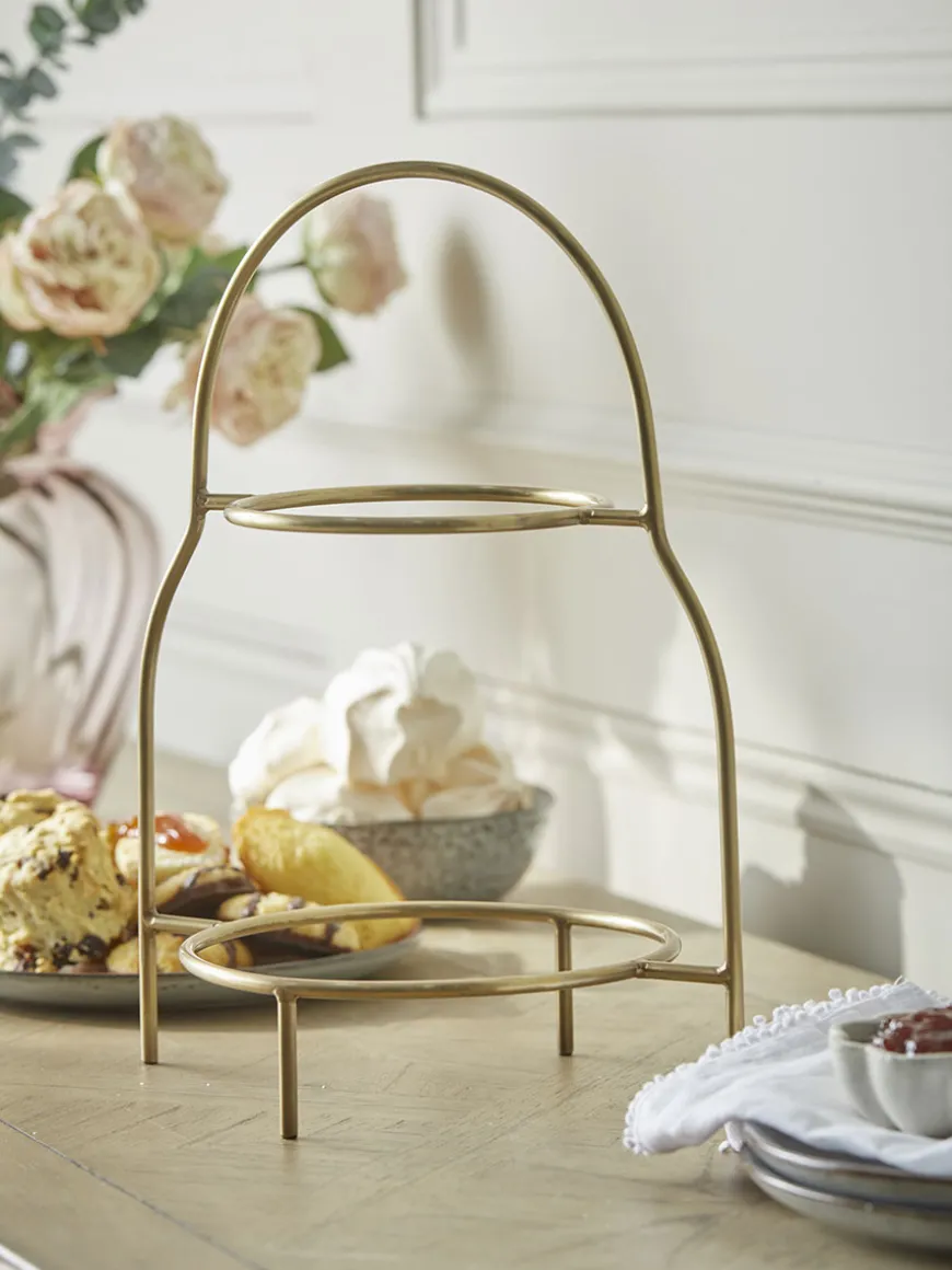 Two Tiered Cake Stand - Brass
