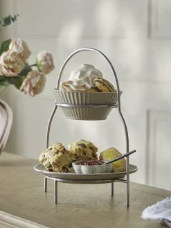 Two Tiered Cake Stand - Nickel