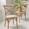 Two Wooden Cross Back Chairs